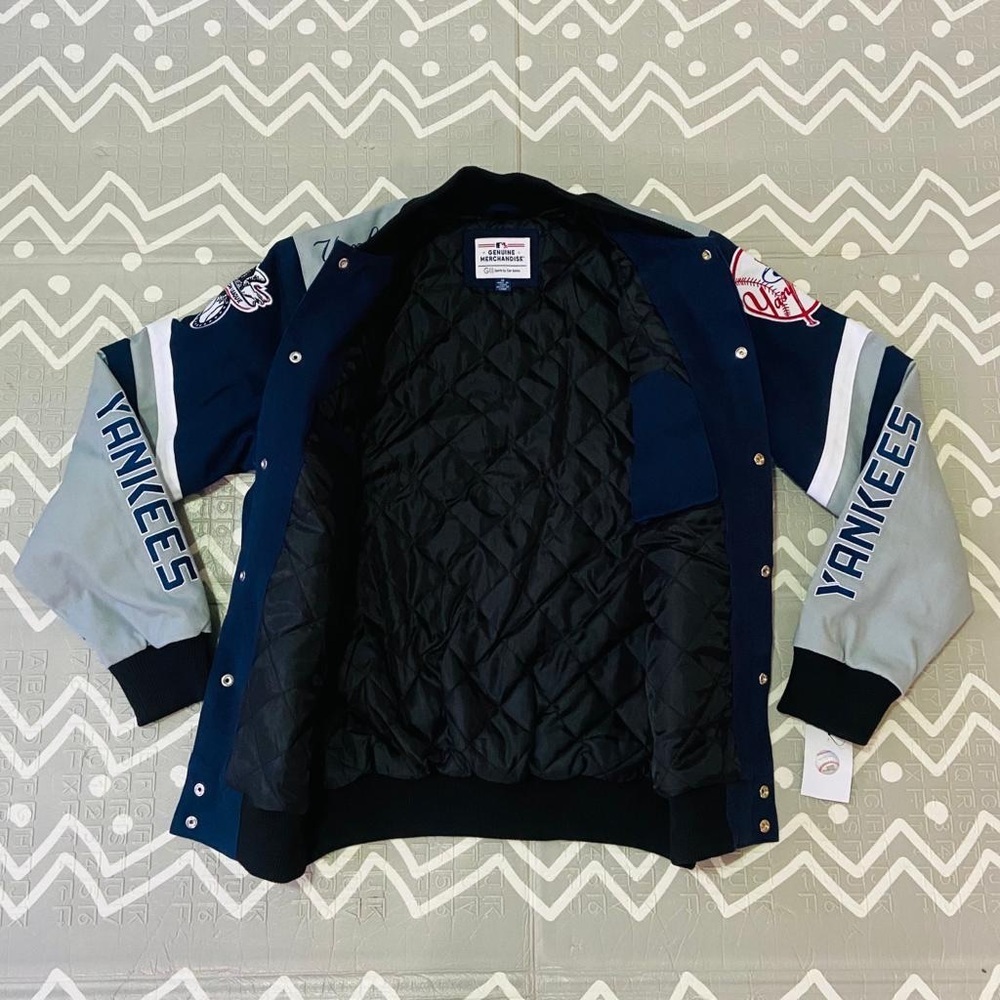 Vintage retro Ny New York Yankees embroidered letterman varsity jacket coat - Picture 12 of 13